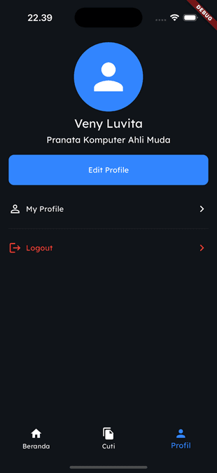 Backoffice profile screen